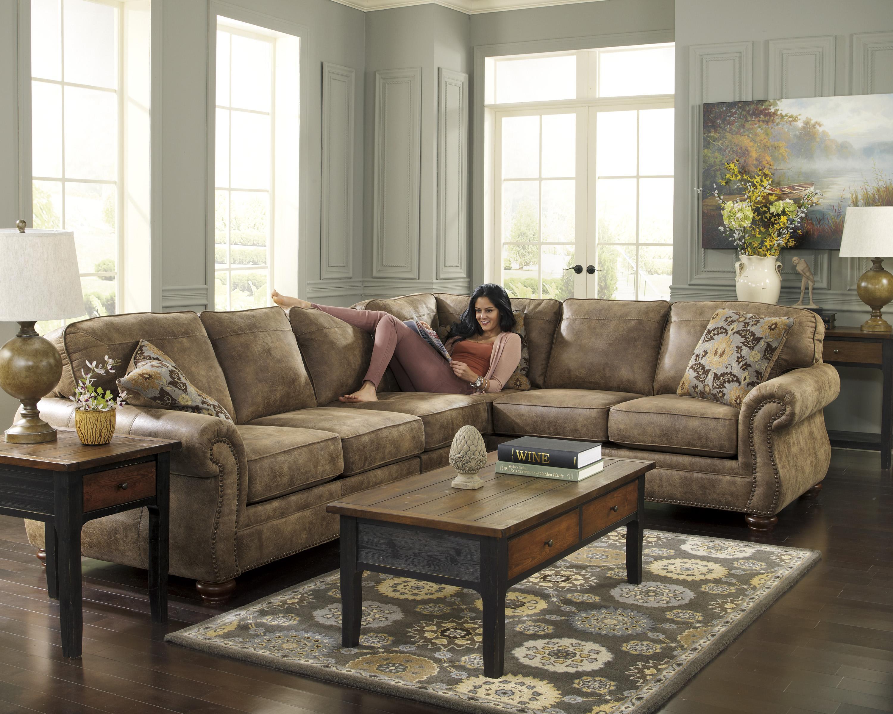 Signature Design by Ashley Larkinhurst Earth Roll Arm Sectional with RAF Sofa Miskelly